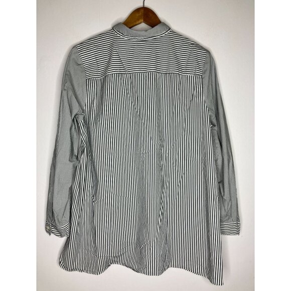 J Jill Womens XL Striped Button Down Gray White Long Sleeve Shirt - Picture 7 of 9